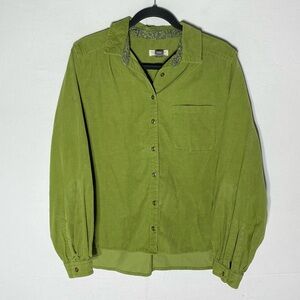Pilcro By Anthropologie Green Cotton Corduroy Long Sleeve Button Up Shirt M